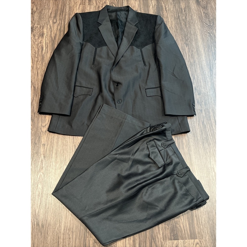 Circle S Dallas Texas Suit 2 pieces Western Wear Black Size 46L VTG